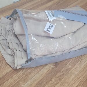 Beige King Size Bedding Set Duvet Linnen With Shams